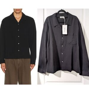 FRAME | Men’s Duo Fold Long-sleeve Relaxed Shirt In Black
